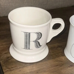 Coffee/Tea Mug/Cup Monogrammed Letter Initial “R” Anthropologie White/Black (1)